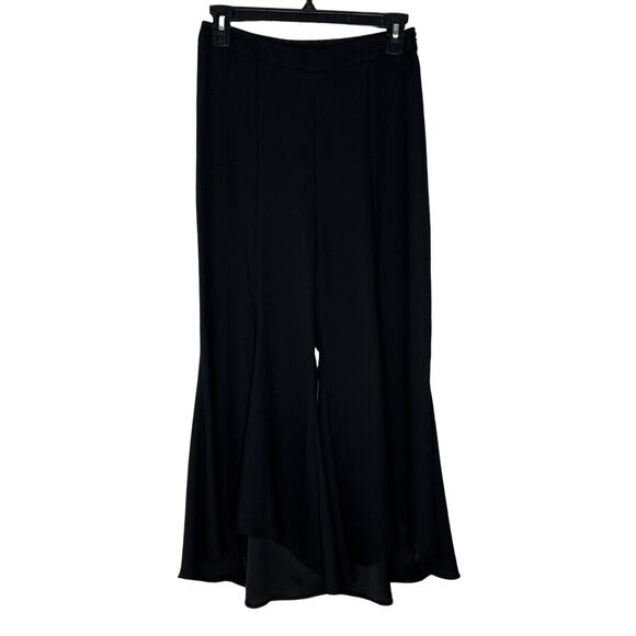 ASOS Black Petite Flared Hem Pants Women's Size 4 UK 8 Wide Leg NWT - Picture 1 of 11